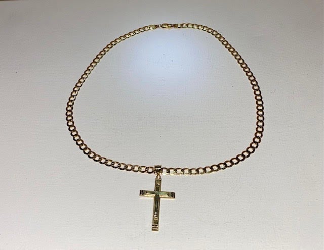 22 Chain Necklace w/Cross 10KT Gold Set