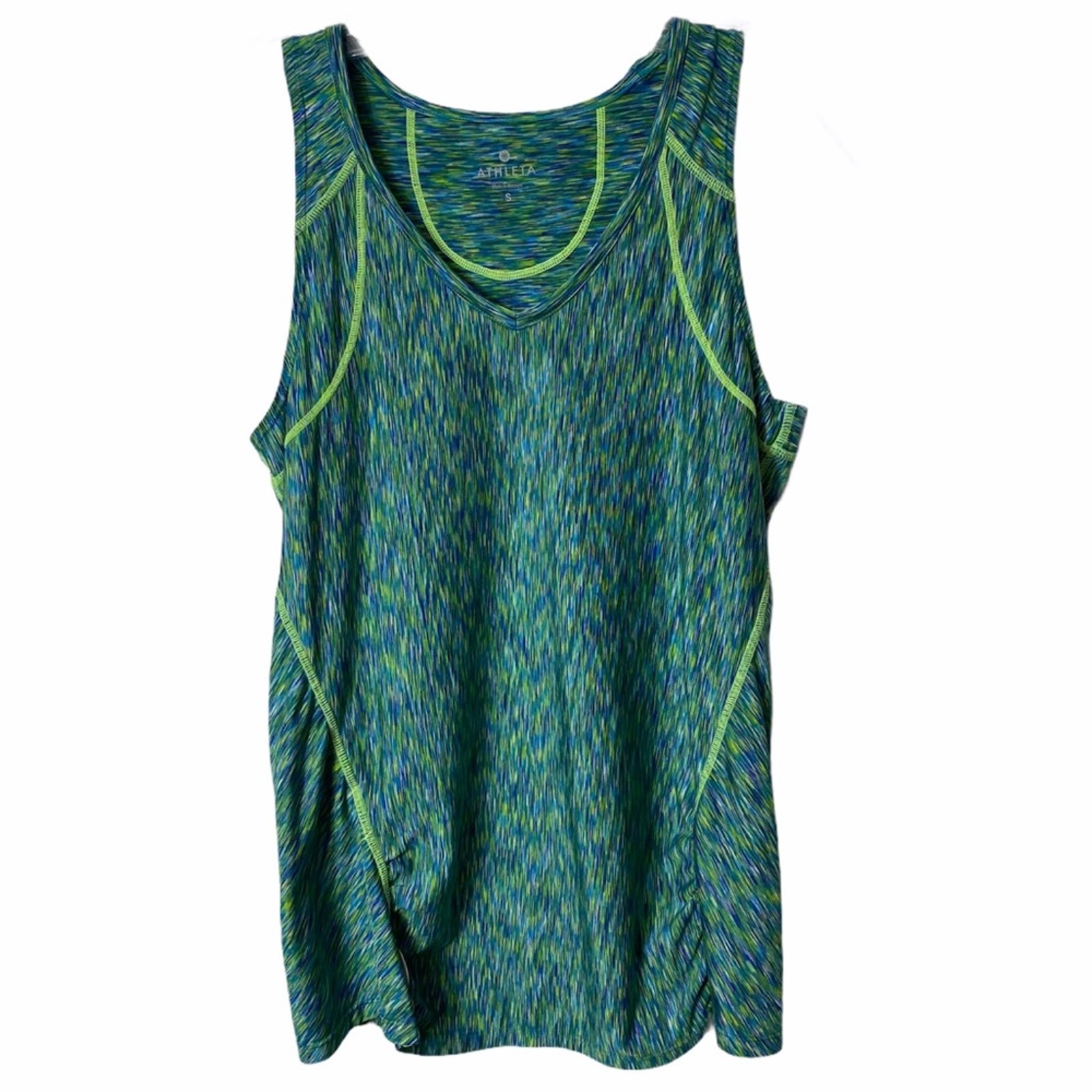 Athleta Pop Space Dye Run Green Tank Women Small