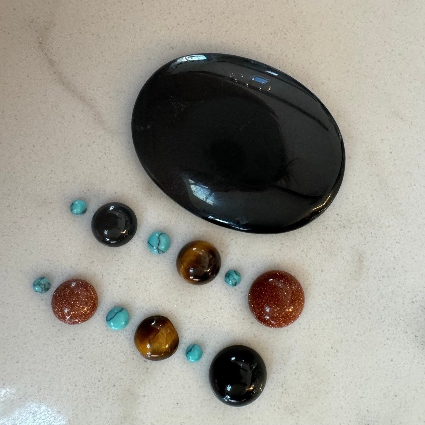 Cabochon Lot with Turquoise, Tigers Eye, Onyx, and More