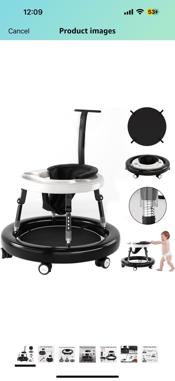 Baby Walker with Wheels Foldable Baby Walker
