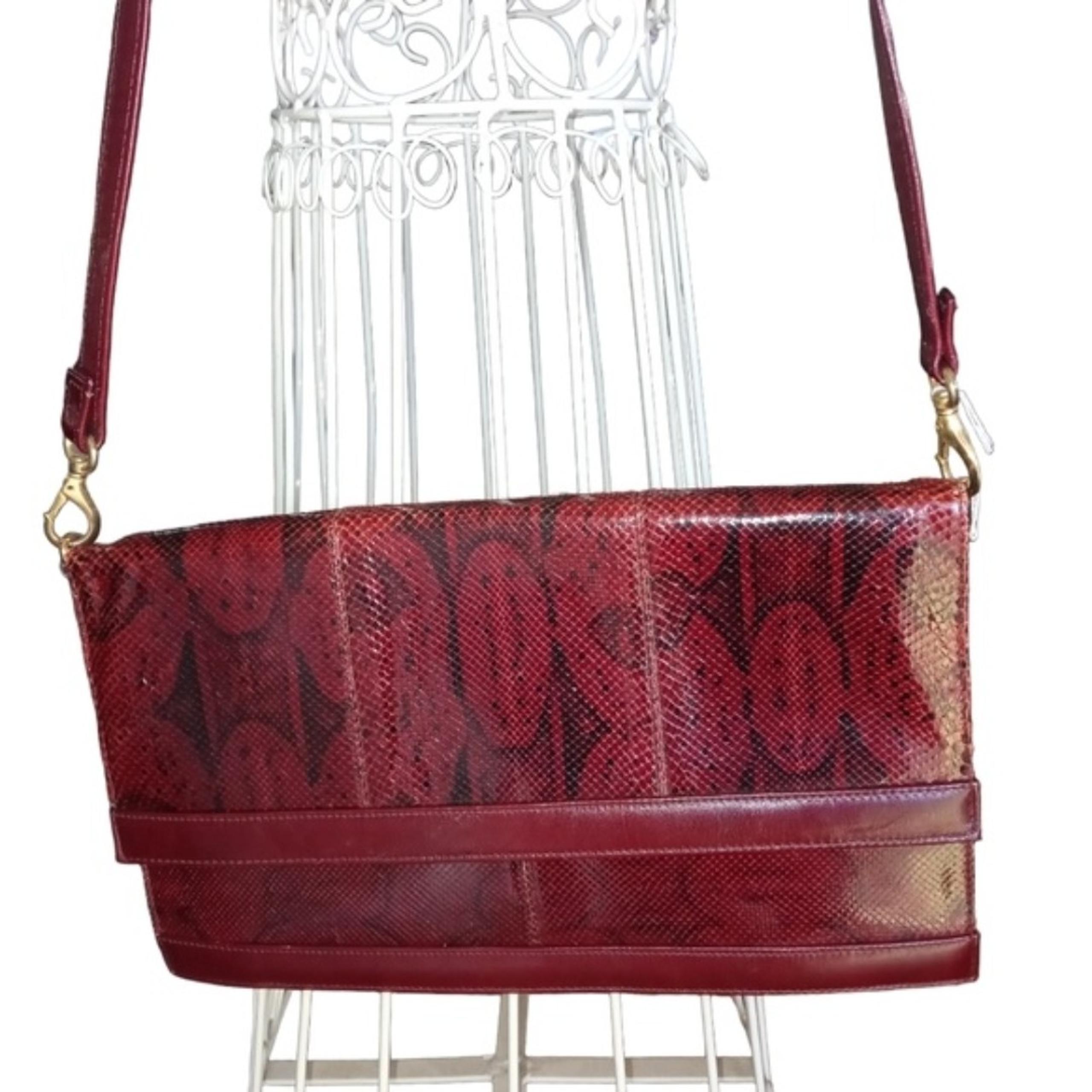 Vintage Koret Snakeskin Leather Convertible Clutch Handbag