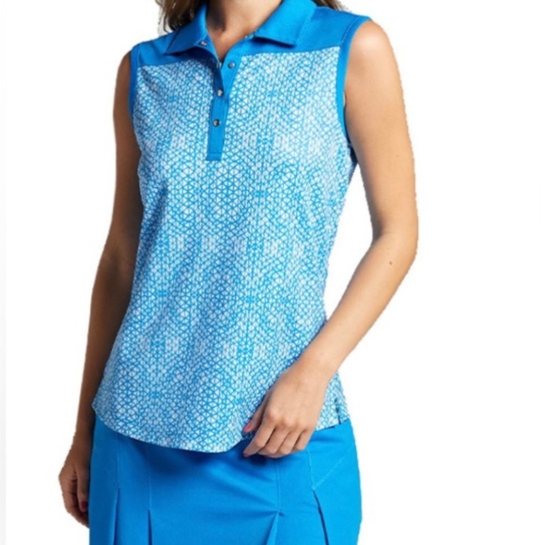 Bermuda Sands Golf Polo Women's Harriet Sublimated Sleeveless with Snaps XS NEW