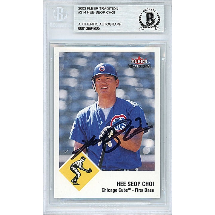 Hee Seop Choi Signed Cubs 2003 Fleer Tradition Baseball Card Beckett Autographed
