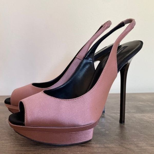 diego dolcini heels purple sateen mirror stiletto peep toe slingback womens 38