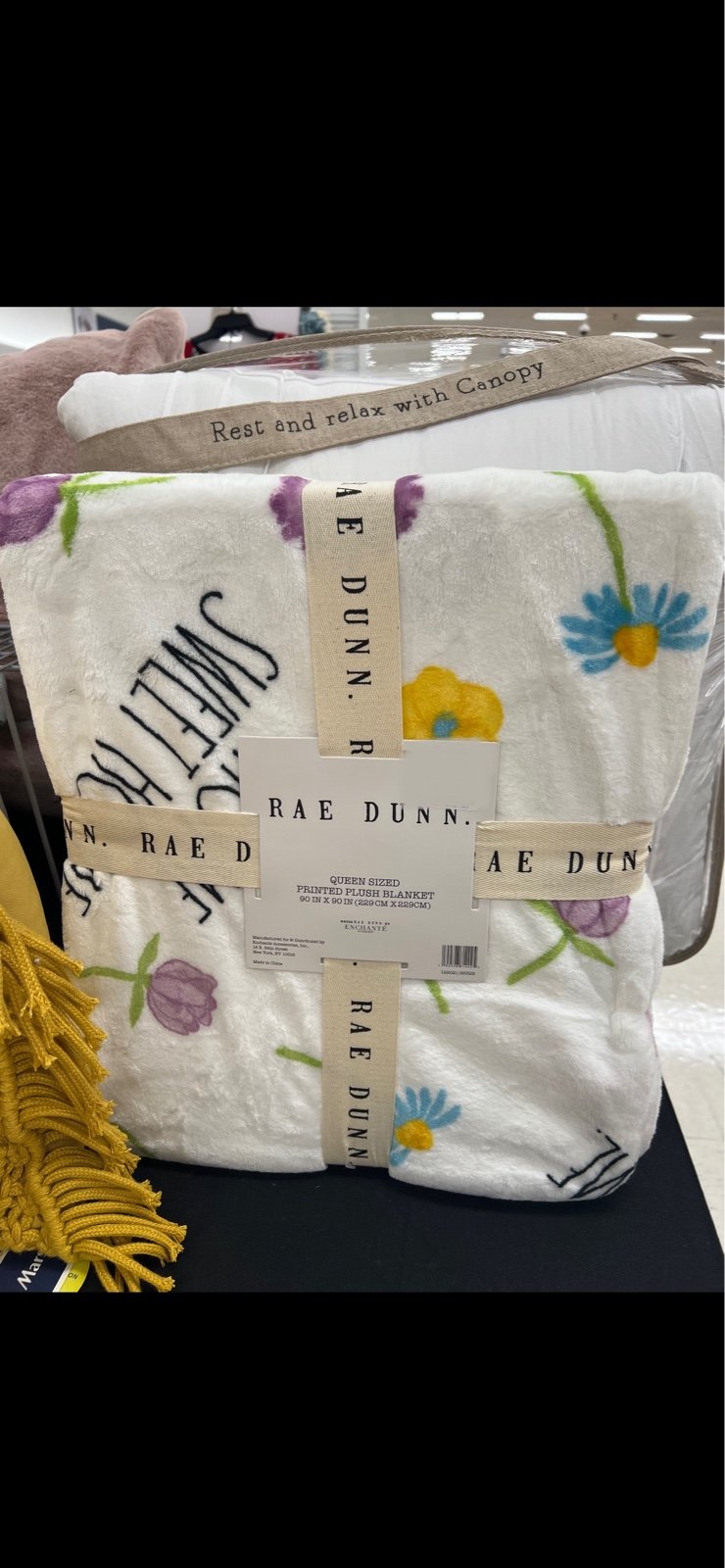 Rae Dunn Queen HOME SWEET HOME Spring Floral Blanket