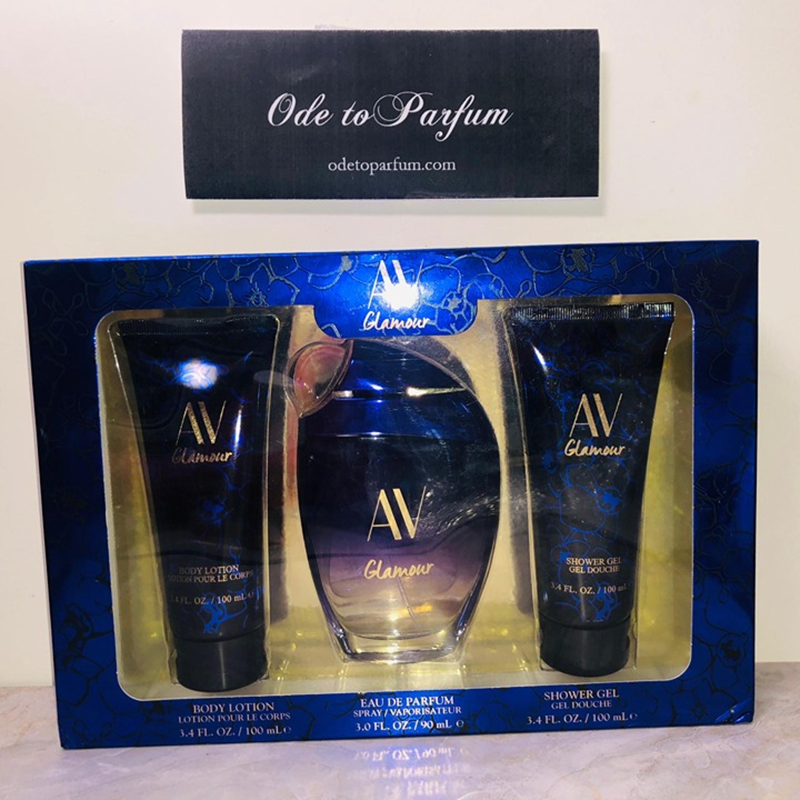 AV Glamour PASSIONATE Perfume Gift Set Adrienne Vittadini 3oz 3pc EDP Lotion Gel