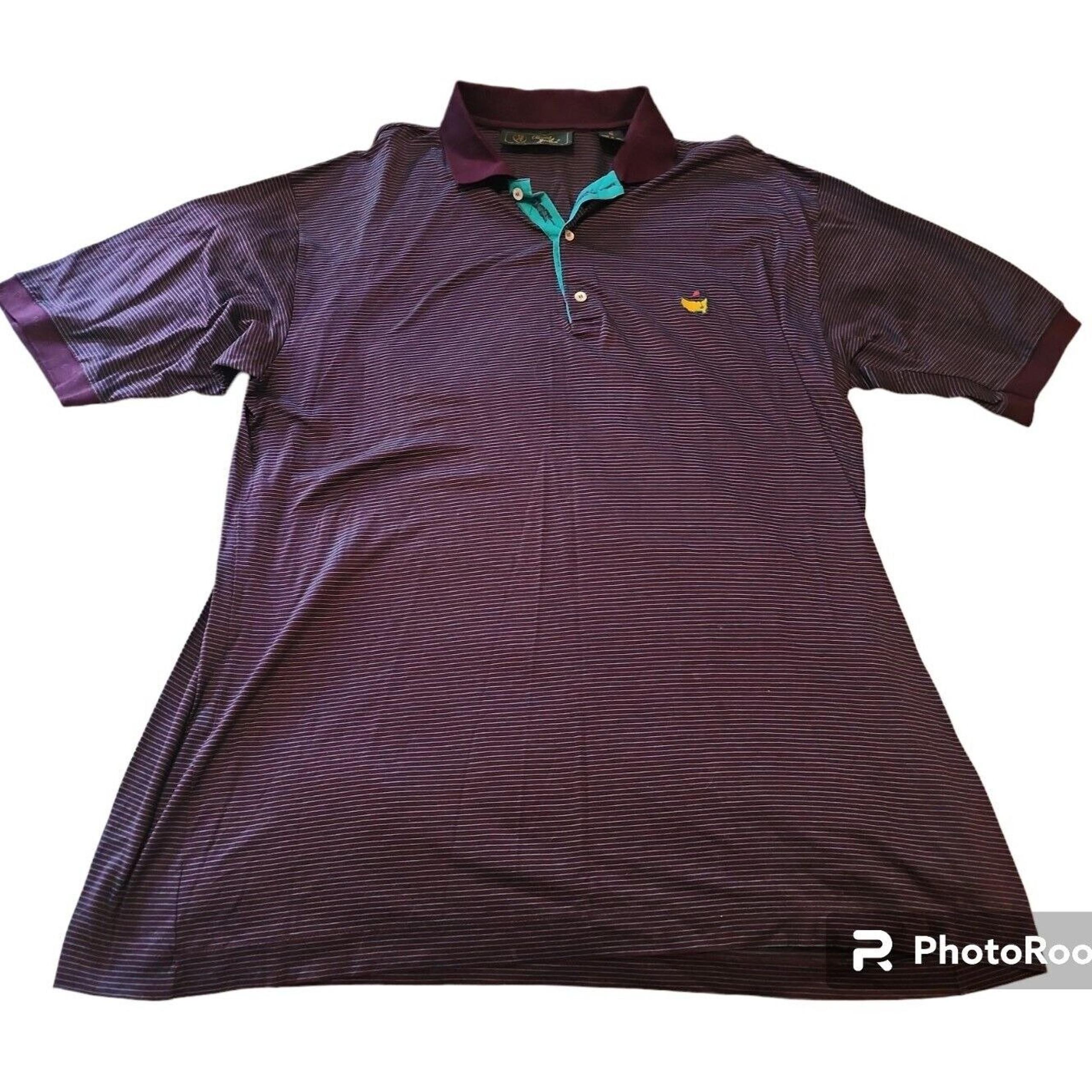 Bobby Jones Golf Polo Shirt Striped Short Sleeve Golfing Casual Purple
