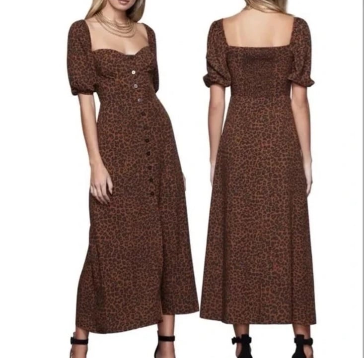 NEW with tags Good American Leopard Print Corset Maxi Dress