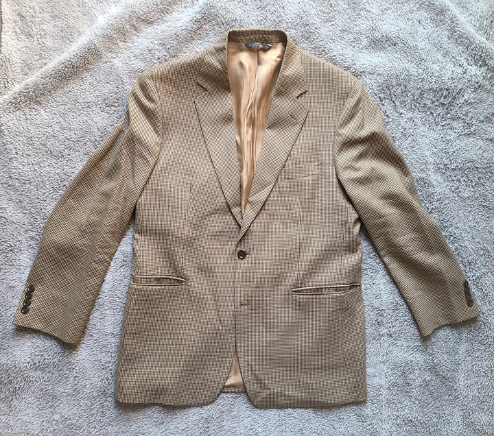 Brooks Brothers 346 Wool Tan Houndstooth Check Blazer 42R