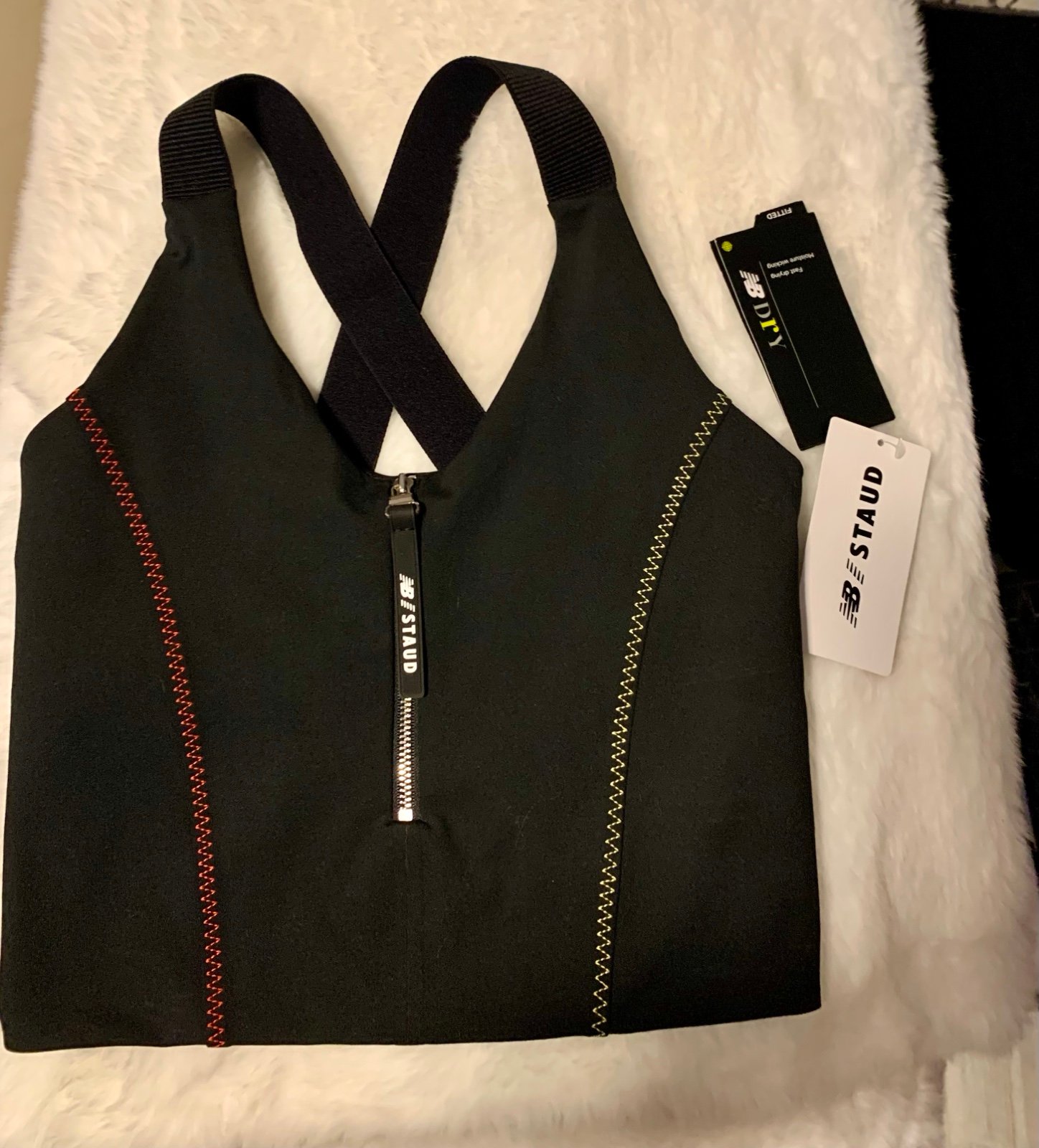 ! STAUD X NEW BALANCE ACTIVEWEAR TOP ZIPPER FRONTBACKBLK XS NWT