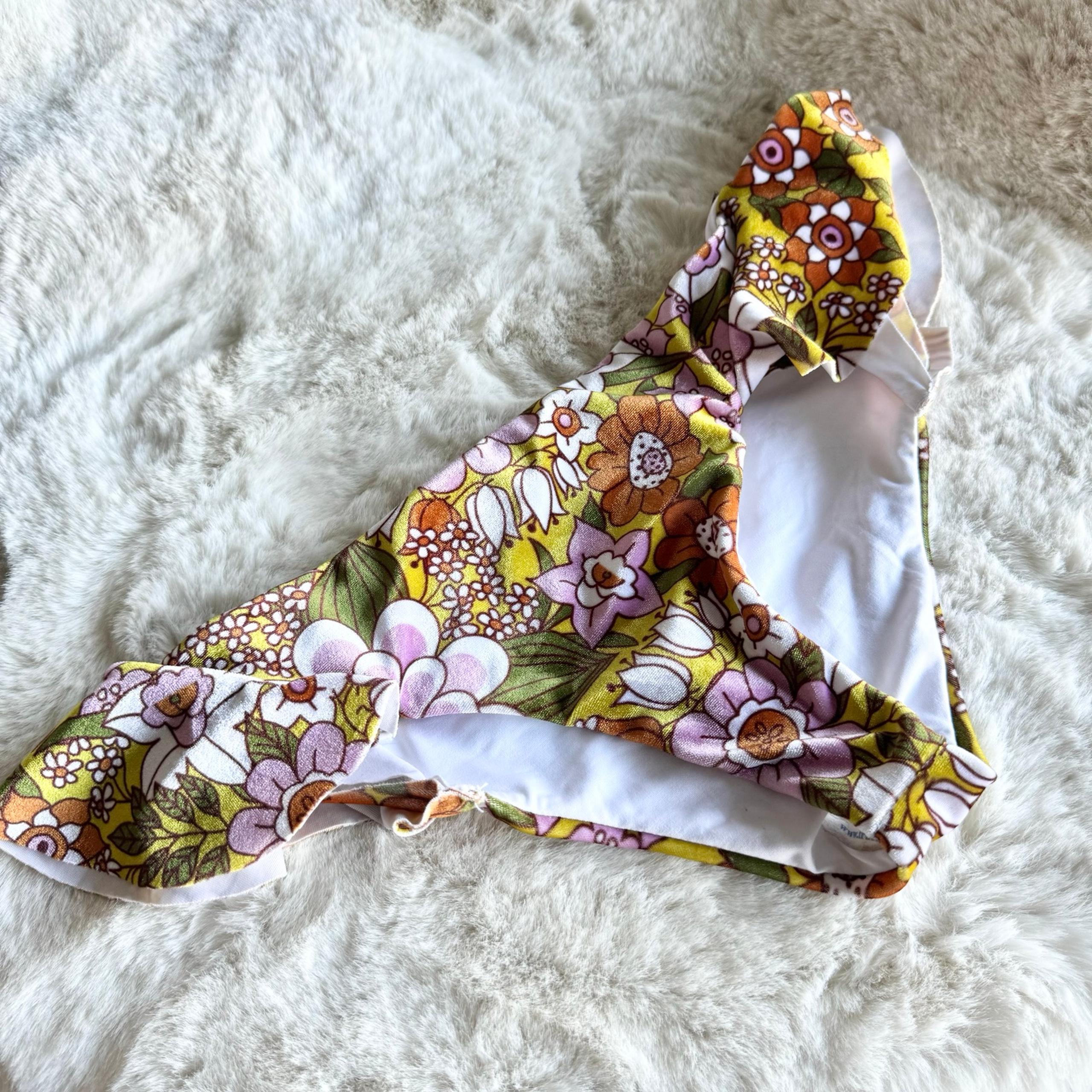 Lolli Swim Retro Floral Velvet Bikini Bottom Size Small