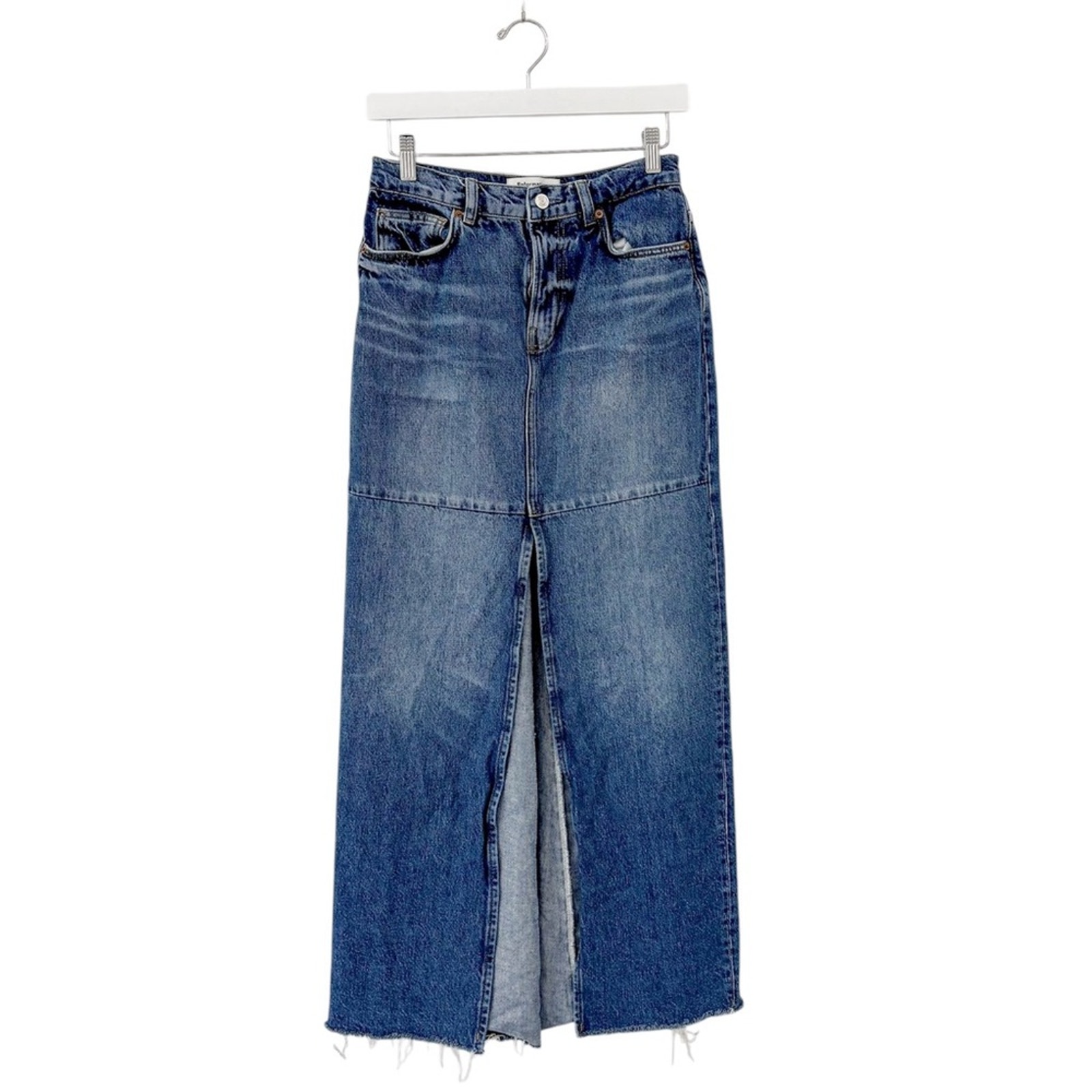 Reformation Tazz Maxi Denim Skirt Hemlock