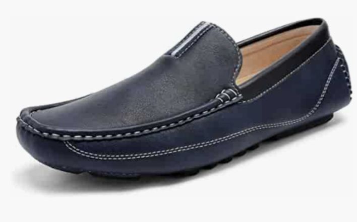 Leather loafers size 7 Bruno Marc navy blue