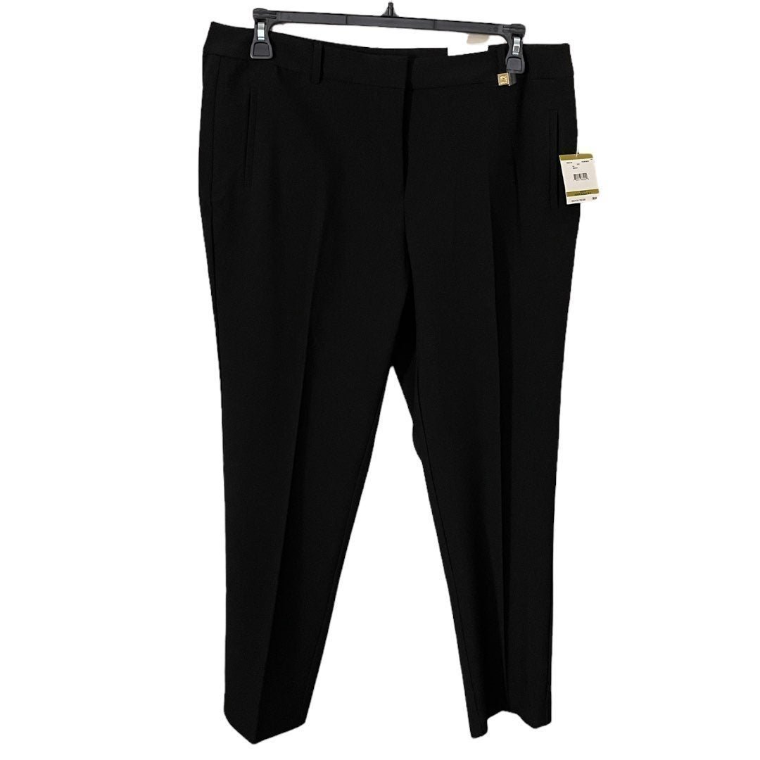 NWT Anne Klein Women's Slim Ankle Pants Pockets Black Size 14