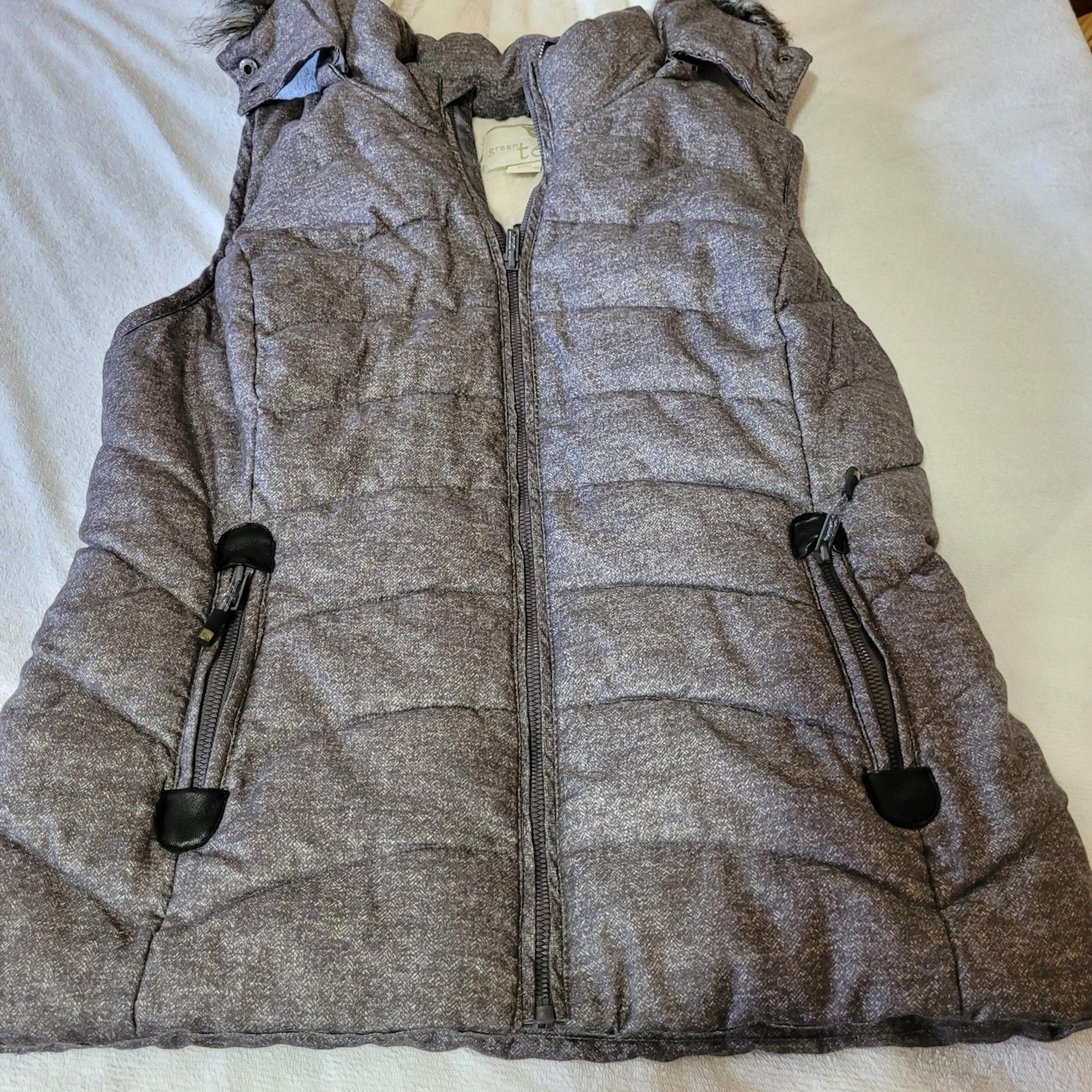Green Tea Vest Jacket with Removable Hood Med