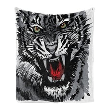 Tiger Roars Ambesonne Black White Art Soft Flannel Fleece Throw Blanket Plush fo