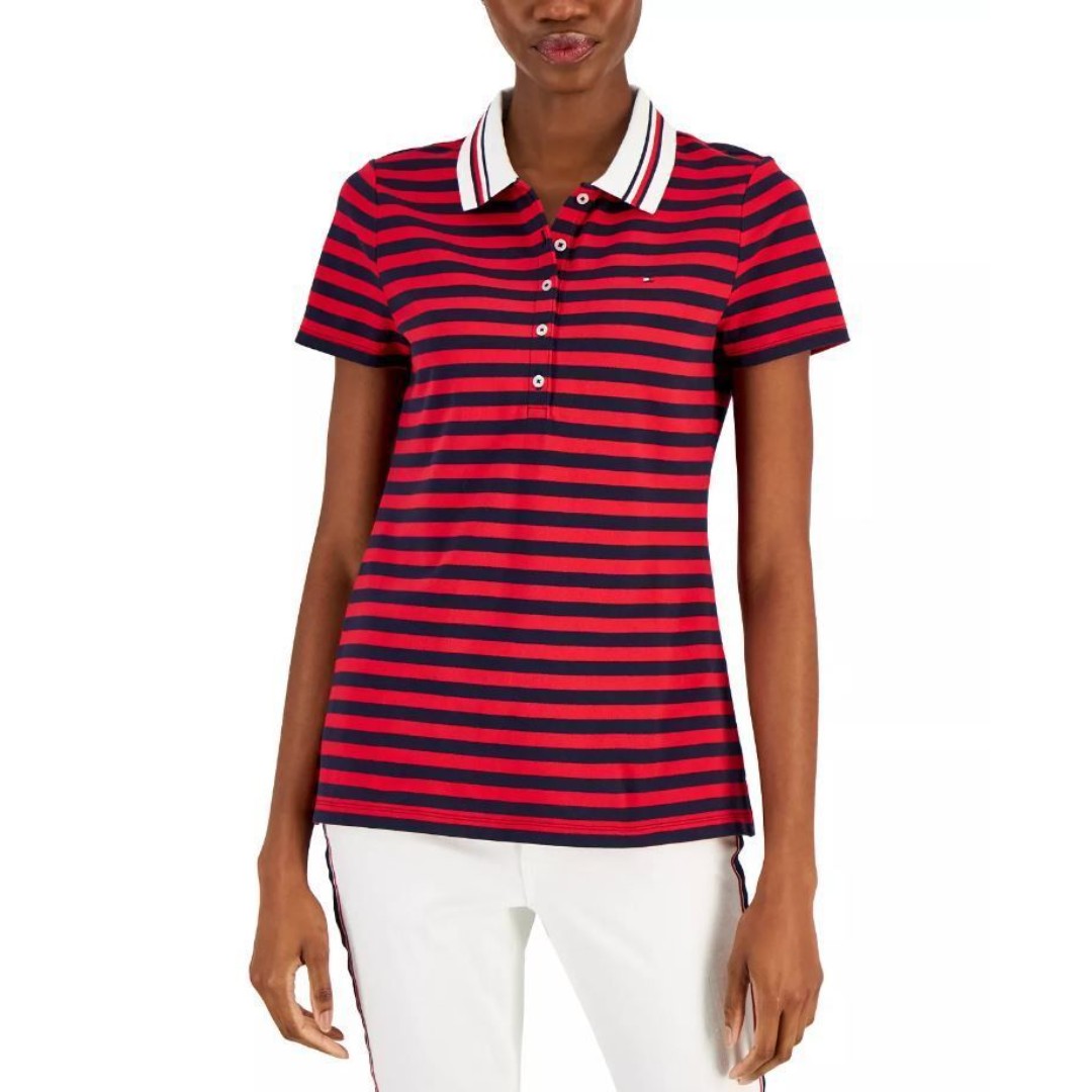 Tommy Hilfiger Women's Short Sleeve S Twin tipped Striped Polo Shirt 54 NWT