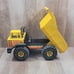 Vintage 80s Mighty Tonka XMB-975 Pressed Steel Dump Truck Yellow Turbo Diesel