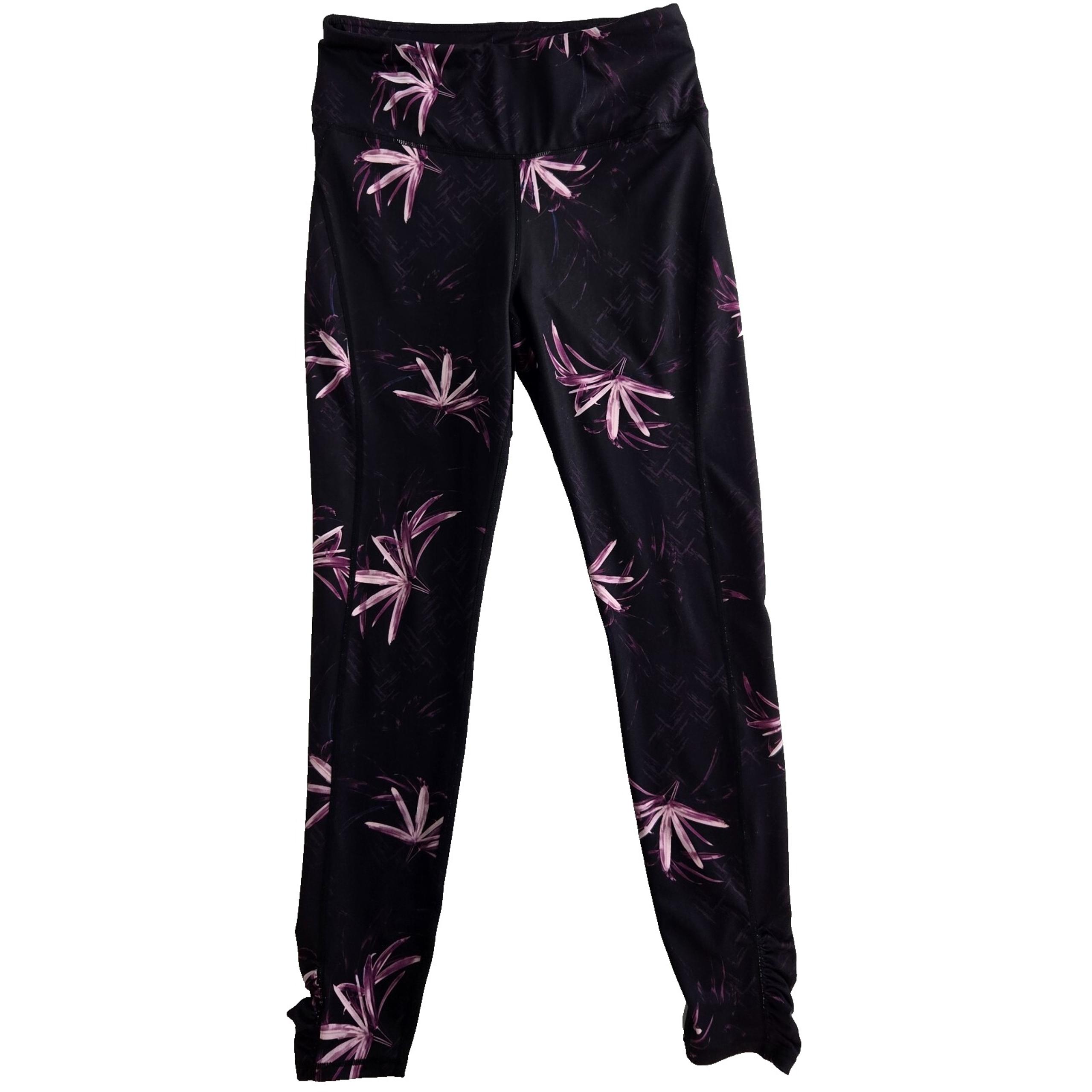 GAIM Womens Size Large Purple Black Stretch Activewear Pants Yoga Leggings