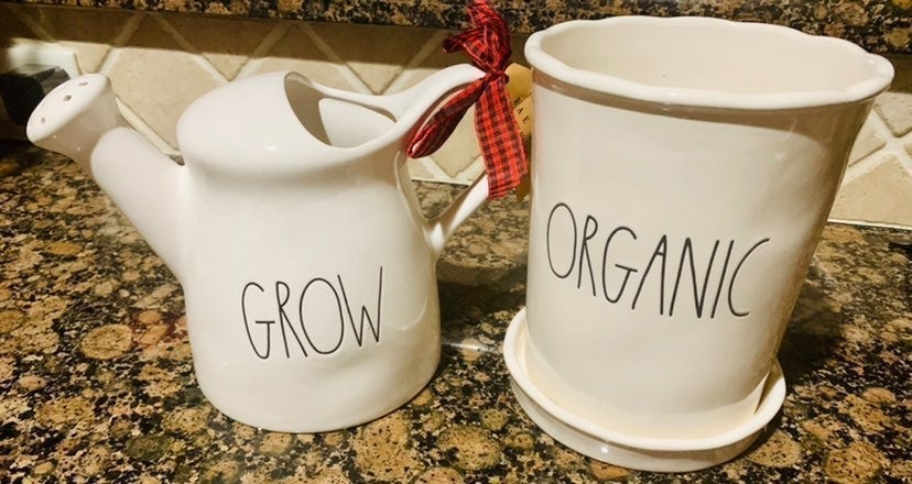 RAE DUNN Planter & Watering Can Bundle