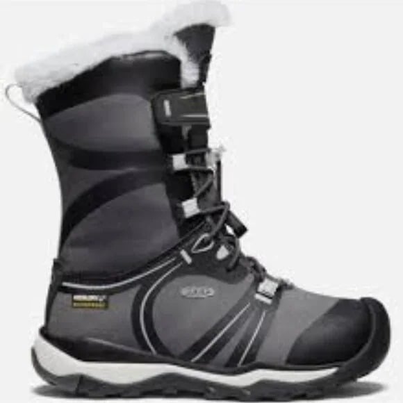 Keen Girl's Black Terradora Fur Lace Up Mid-Calf Winter Snow Boot Size 1