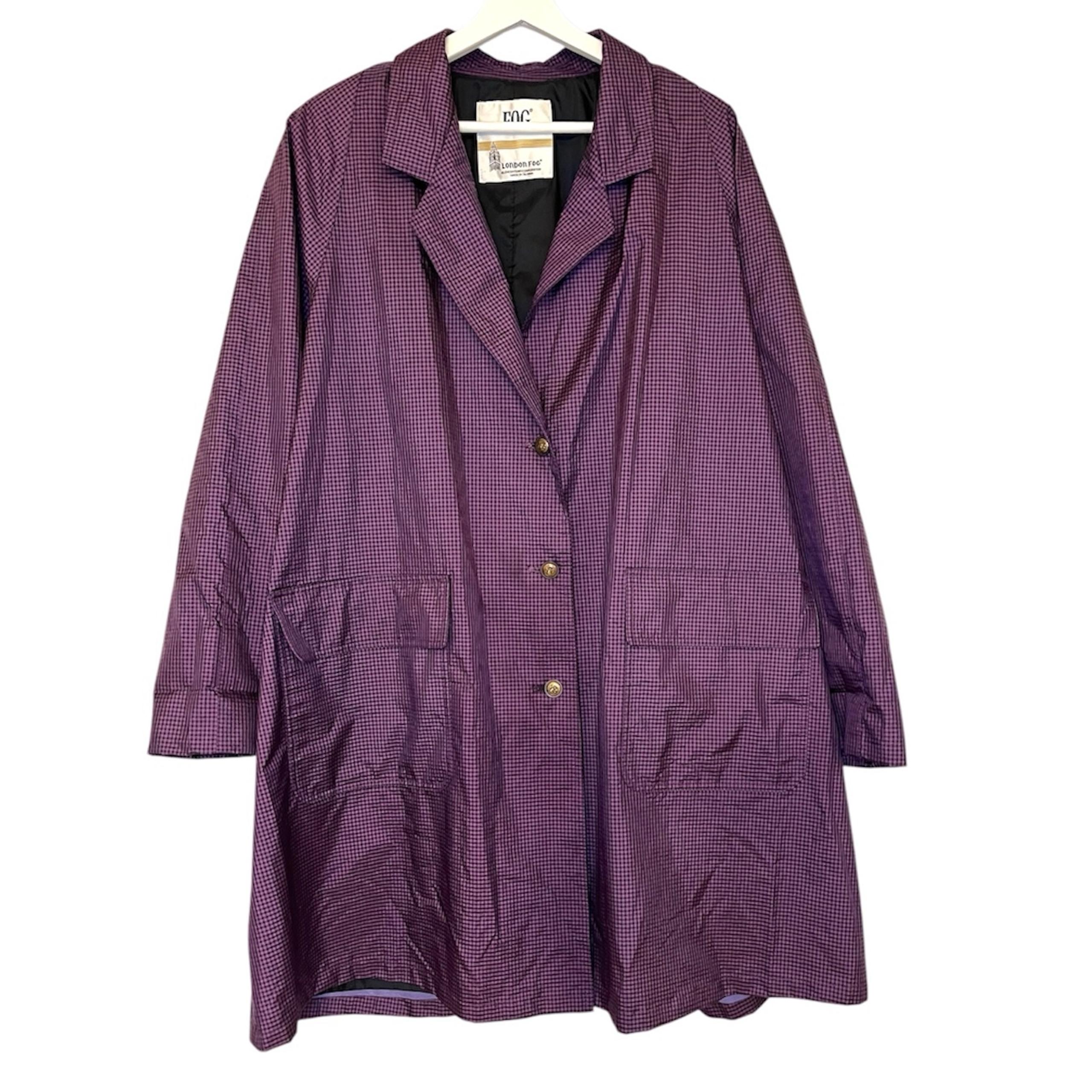FOG | LONDON FOG Vintage Purple Plaid Lined Rain Coat Size 12
