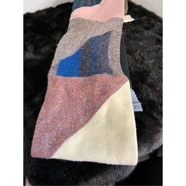 baabaazuzu Scarf Wool Patchwork Buttons Color Block