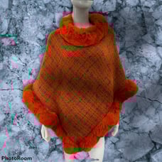 Orange Fur Poncho / Cape (One SIze)