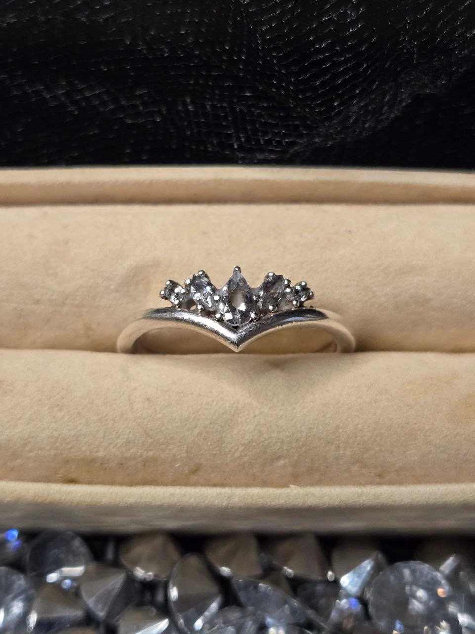 AUTHENTIC PANDORA: Sparkling Pear & Marquise Wishbone Ring