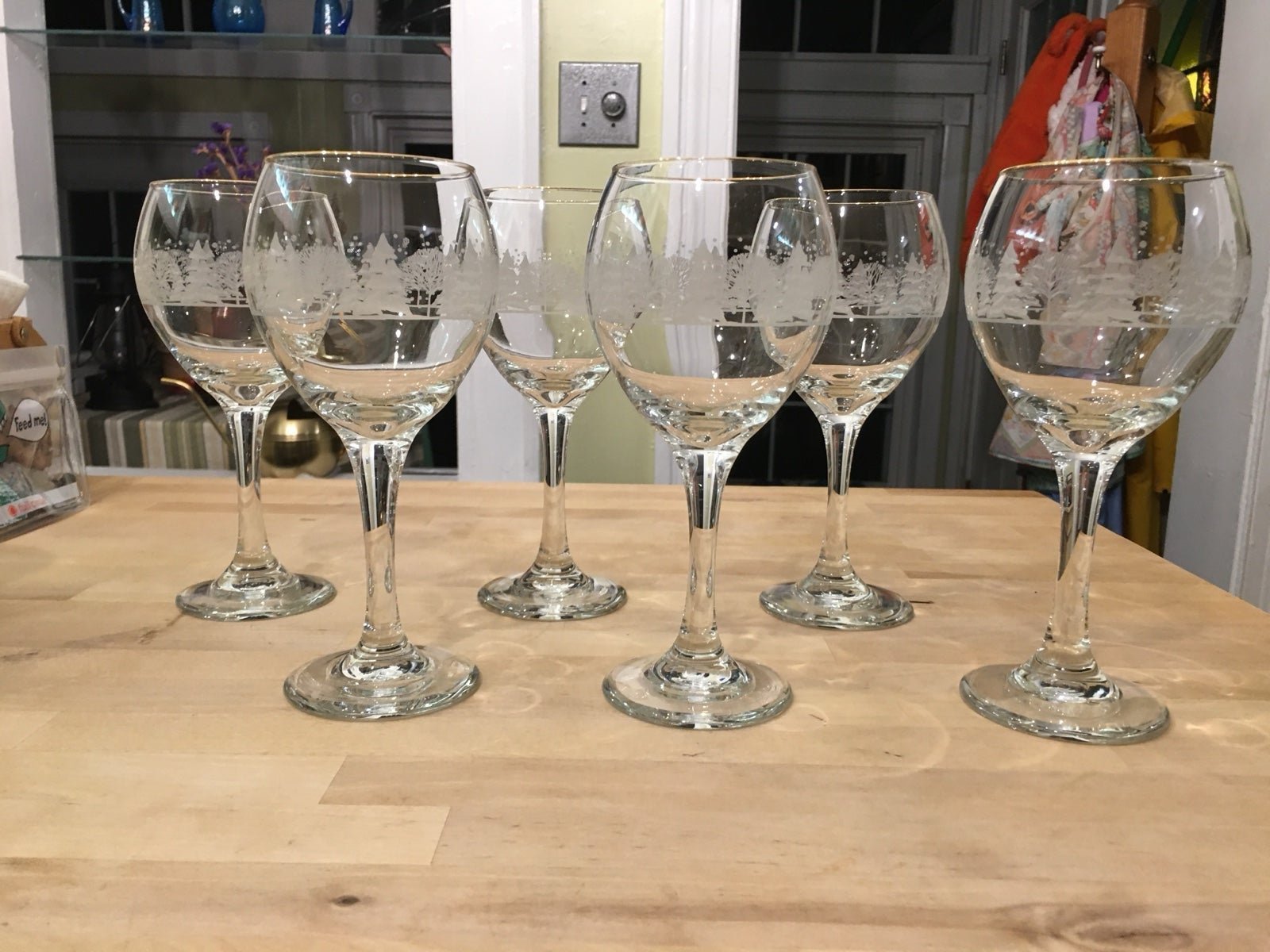 Vintage Winter Eggnog/Wine Glasses