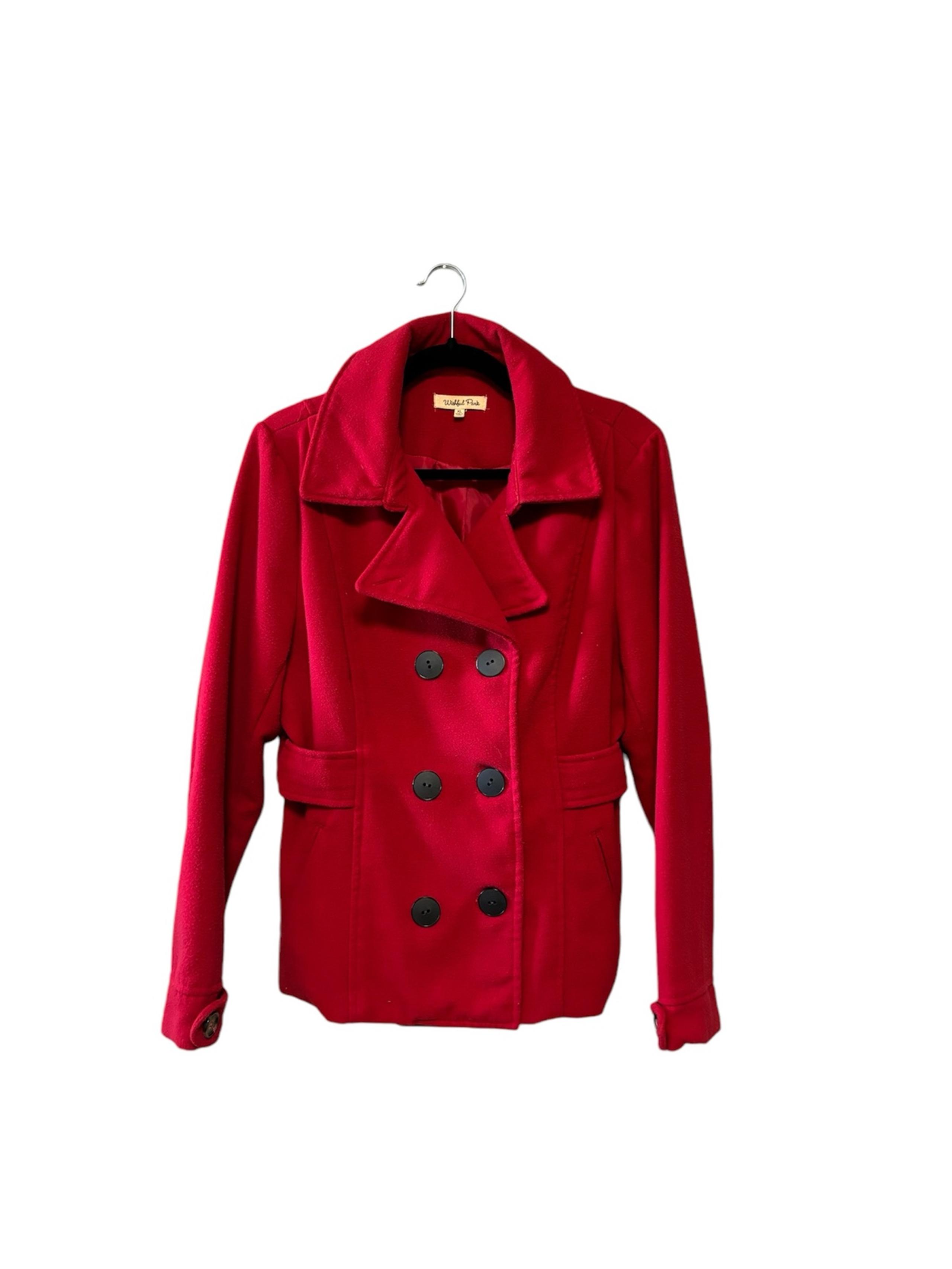 Wishful Park Red Pea Coat Women’s Size: XL L