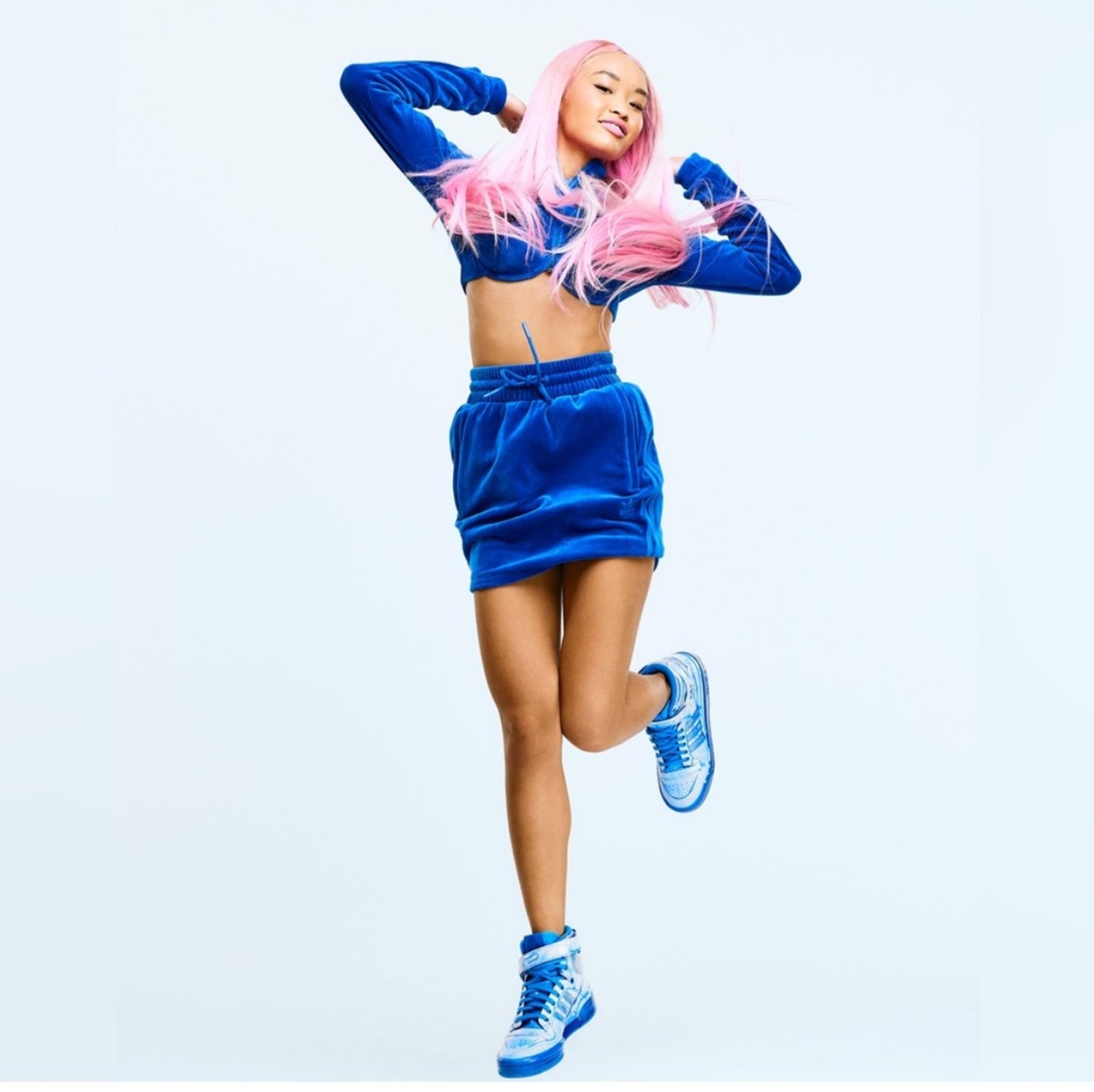 Adidas/Jeremy Scott Vibrant Blue Velvet Mini Skirt