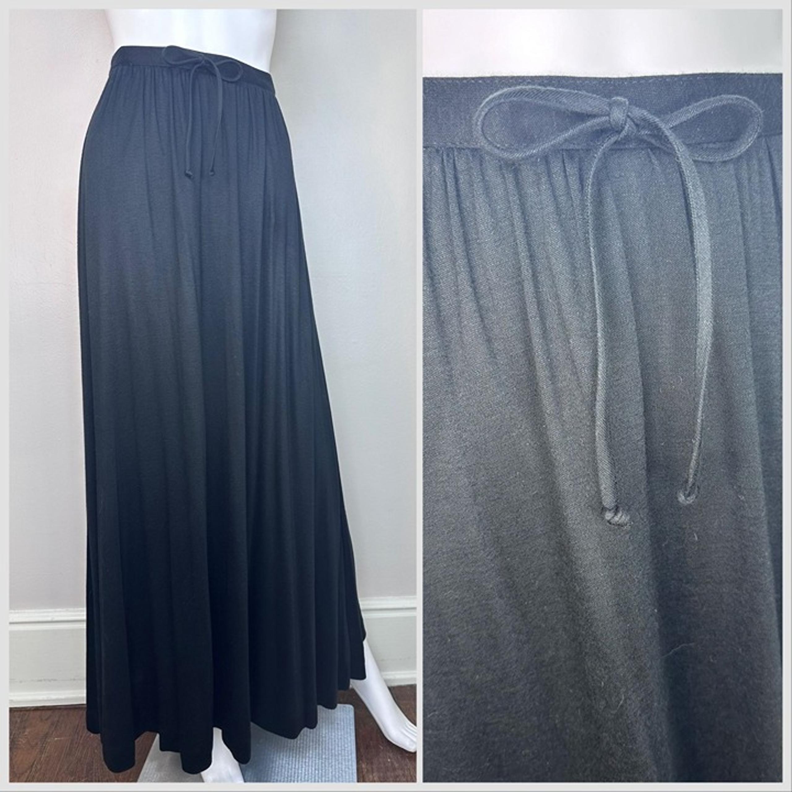 Vintage 1970s Black Knit Maxi Skirt, Claude Size XXS