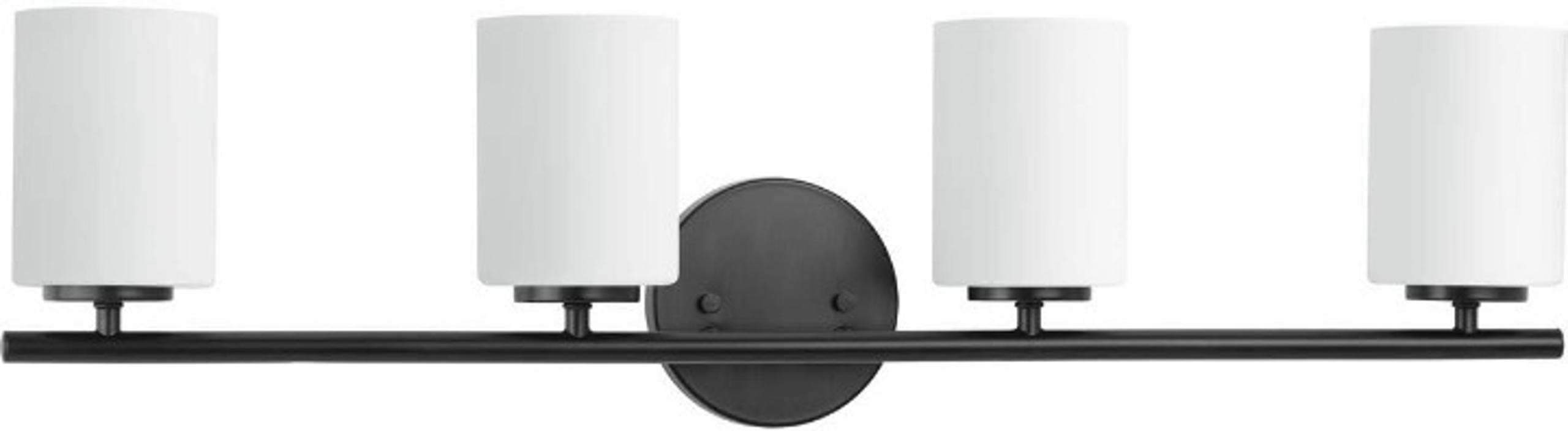 Replay Collection 4-Light Etched Glass Modern Bath Vanity Light Textured Black