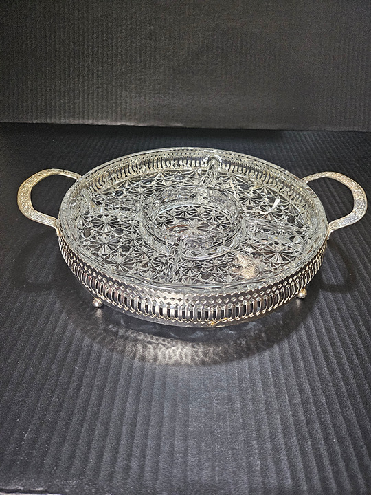 Vintage Mayell Queen Anne, England Silver Plated 10 Hors D' Oeuvres Stand