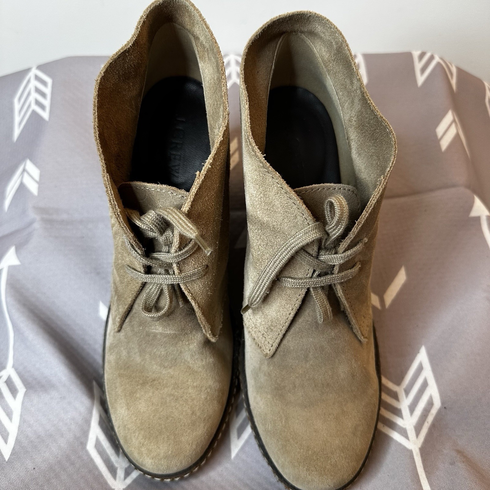 J. Crew Women's Suede Leather McAllister Wedge Boots Sz 7 Sand Lace Up EUC 199