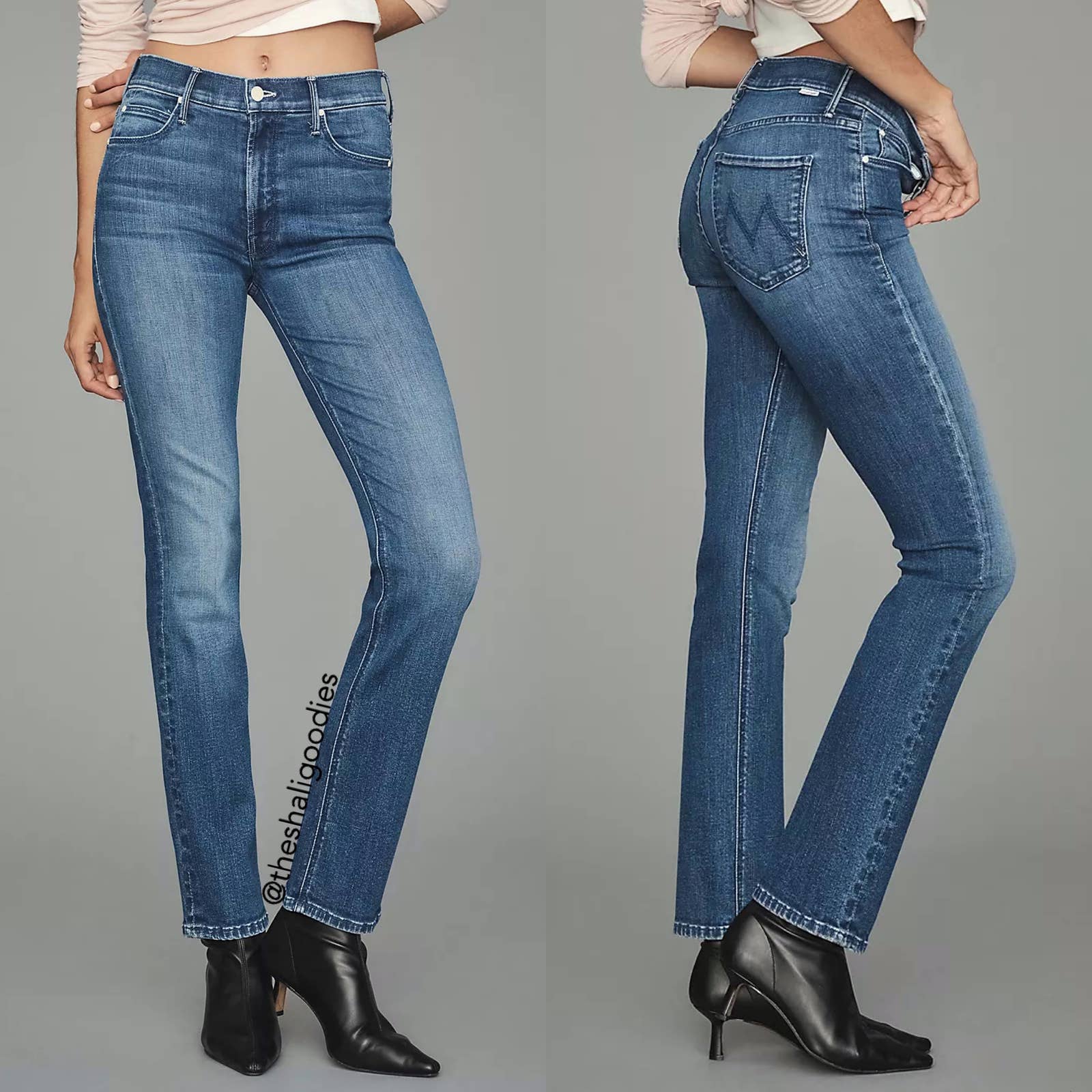 MOTHER DENIM Mid Rise Dazzler Ankle Jeans Blue Straight Leg