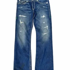 Mens Vintage True Religion Ricky Super T Distressed Destroyed Patched Jeans 34