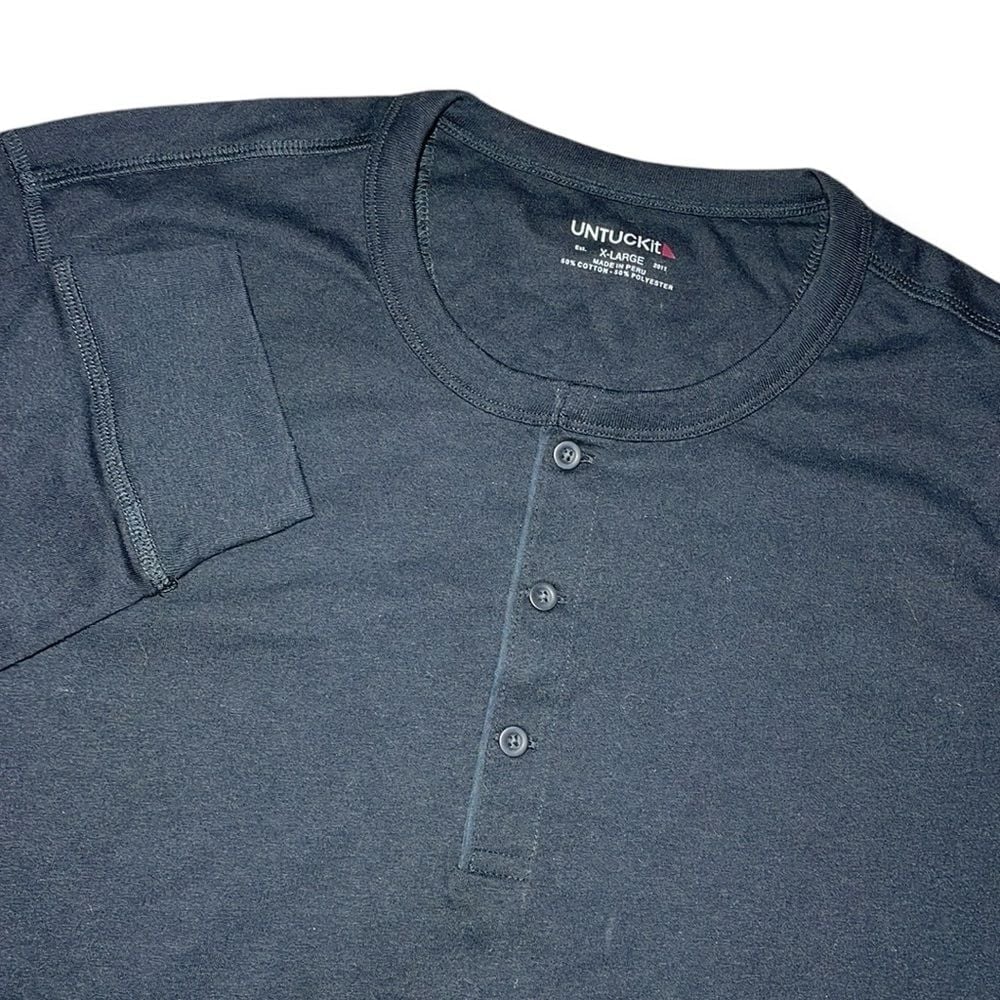 UNTUCKit Men's Long sleeve Henley Shirt Black Size XL