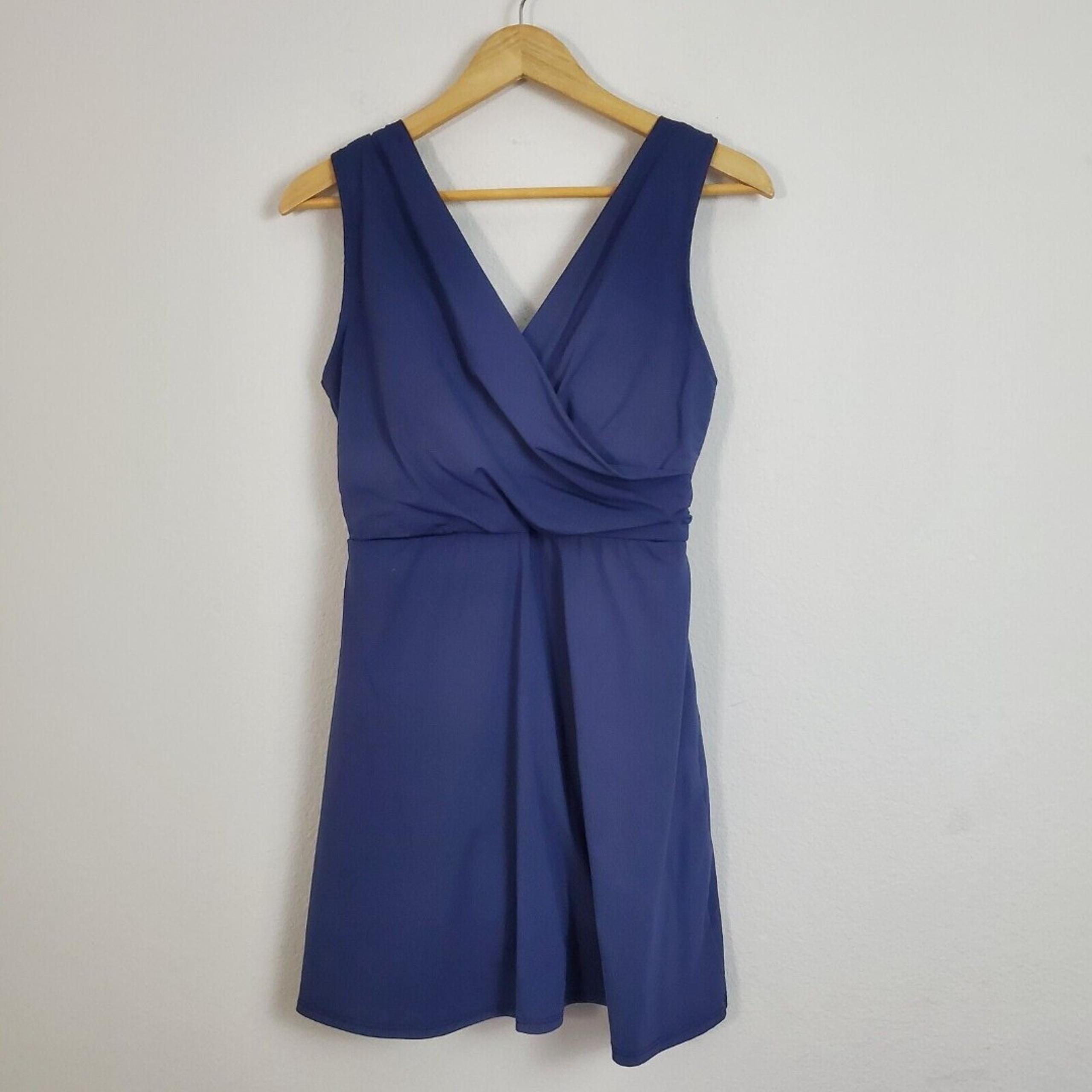 Lands End Swimsuit Dress 10 DD Navy Blue Beach Summer Pool Modest Tummy Control