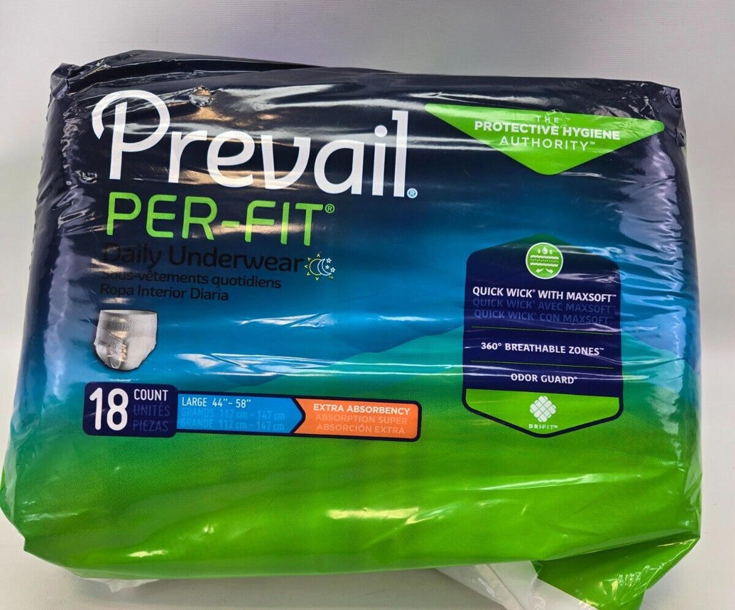 Prevail Daily Incontinence Underwear Pull-Up Diapers Size L 18 Count Pkg