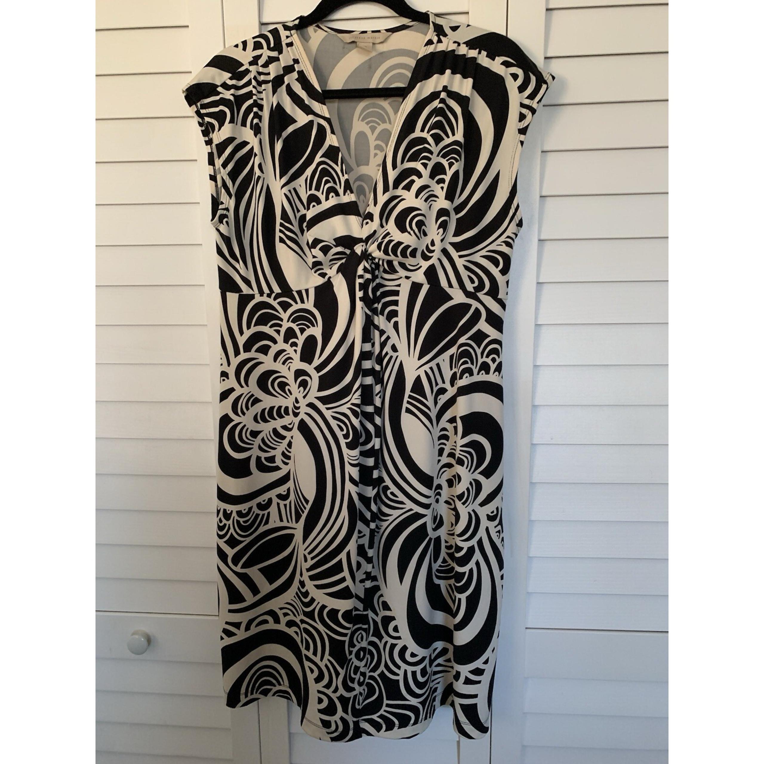 Jonathan Martin Black Cream Sleeveless Print Dress Size 10