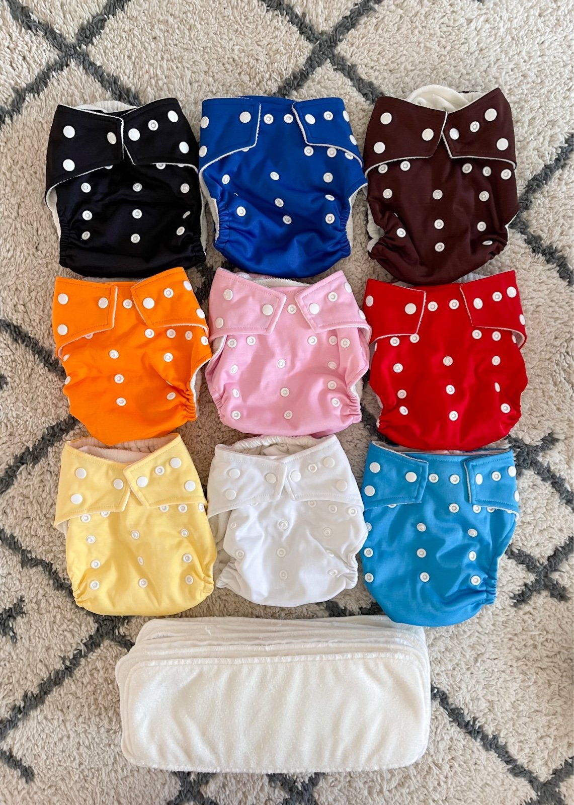KaWaii Baby Cloth Diapers - 9 diapers + 9 liners