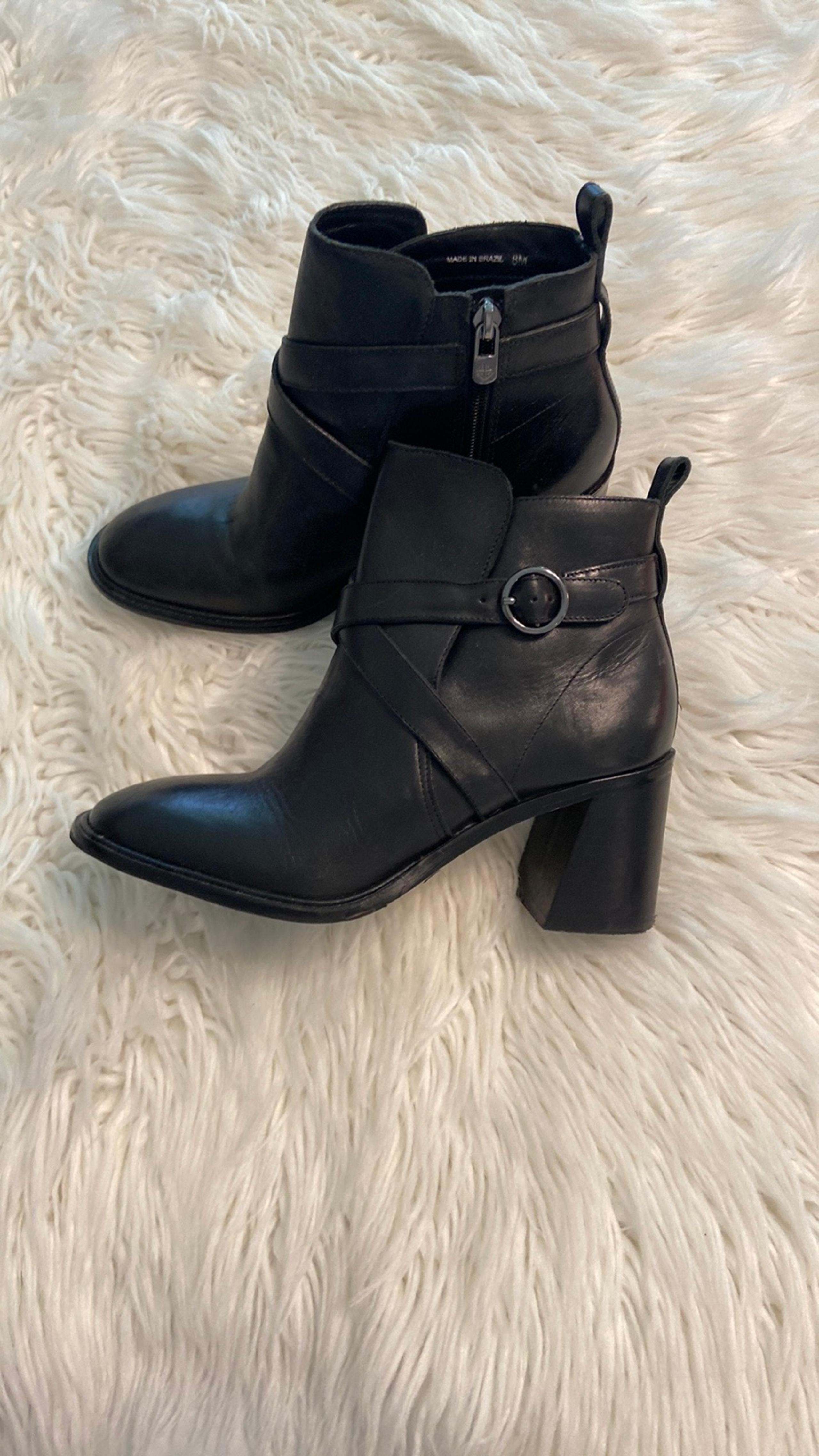 ANTONIO MELANI Black Ankle Boots with Buckle Detail excellent condition size 8M