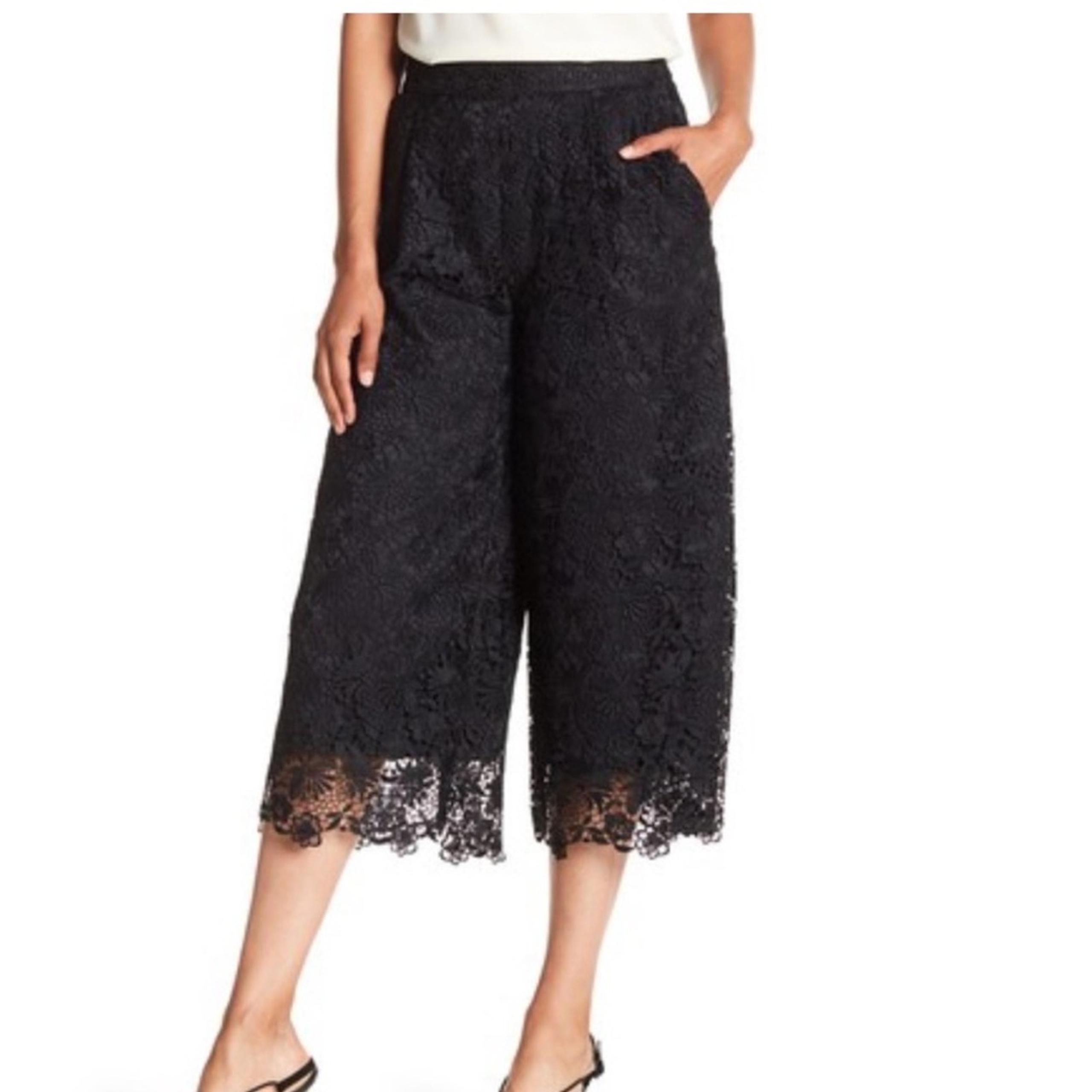 Diane Von Furstenberg Holly Lace Culotte Pants 6 black