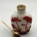 Antique Opaline Glass Snuff Bottle with Red Glass Overlay of Lotus Design