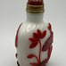 Antique Opaline Glass Snuff Bottle with Red Glass Overlay of Lotus Design