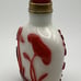 Antique Opaline Glass Snuff Bottle with Red Glass Overlay of Lotus Design