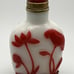 Antique Opaline Glass Snuff Bottle with Red Glass Overlay of Lotus Design
