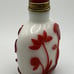 Antique Opaline Glass Snuff Bottle with Red Glass Overlay of Lotus Design